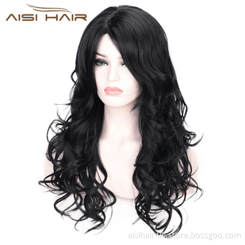 Black Body Wave Fiber Hair Wig Fashion Synthetic Wig Heat Resistant Long Wavy For Party Cosplay Women Wigs